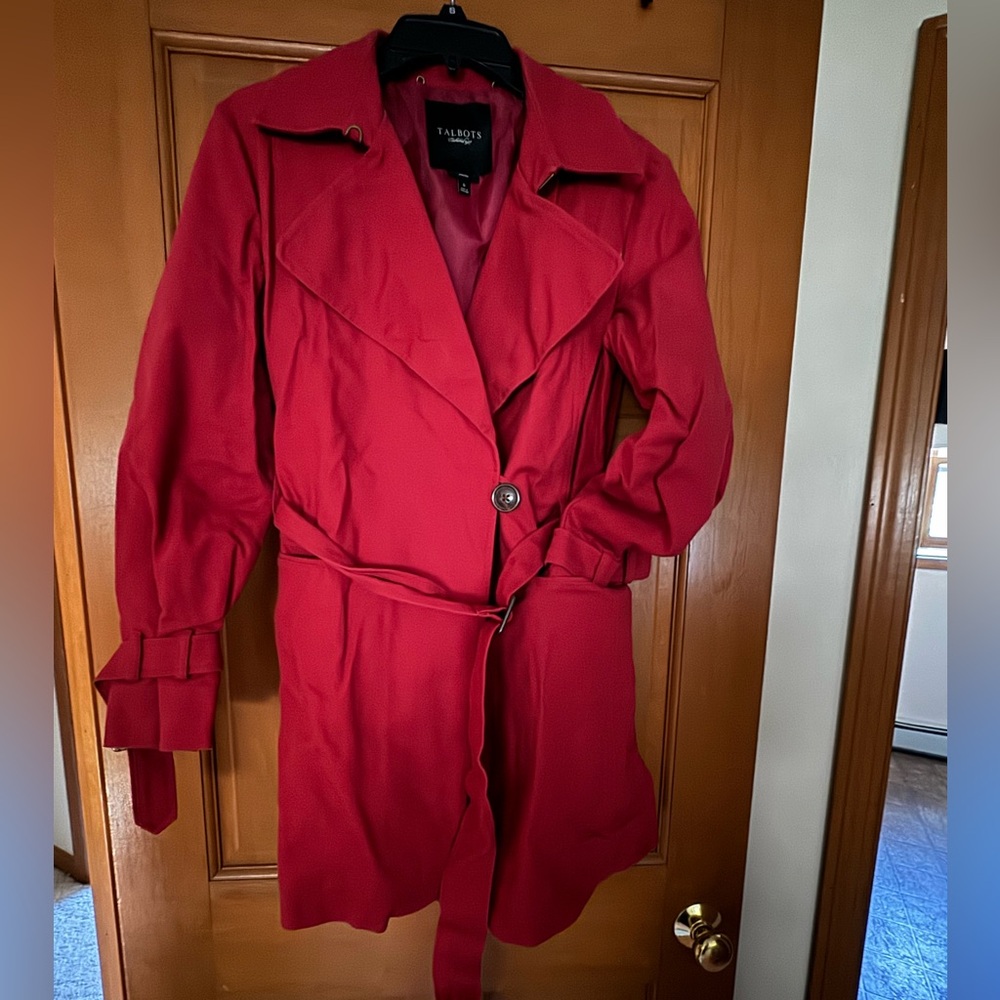 Talbots red trench coat